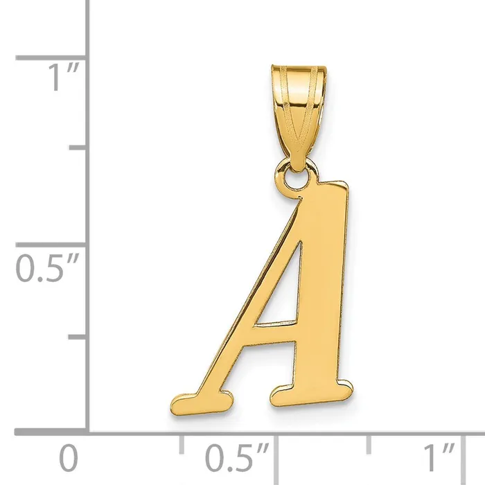 14k Yellow Gold Polished Letter A Initial Pendant TreasureFineJewelers Necklaces