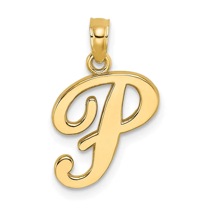 14k Yellow Gold Script Letter P Initial Pendant TreasureFineJewelers Necklaces 14k Yellow Gold Script Letter P Initial Pendant TreasureFineJewelers Necklaces
