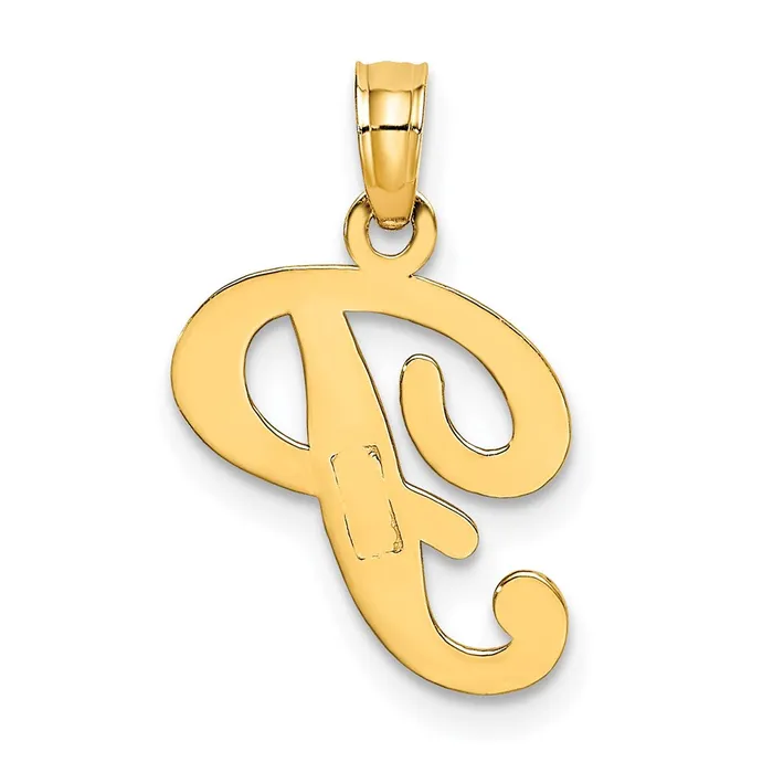 14k Yellow Gold Script Letter P Initial Pendant TreasureFineJewelers Necklaces