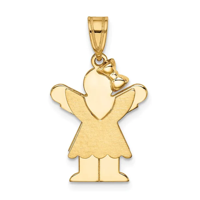 14k Yellow Gold Solid Engravable Girl with Bow on Right Charm TreasureFineJewelers Charm Necklaces 14k Yellow Gold Solid Engravable Girl with Bow on Right Charm TreasureFineJewelers Charm Necklaces
