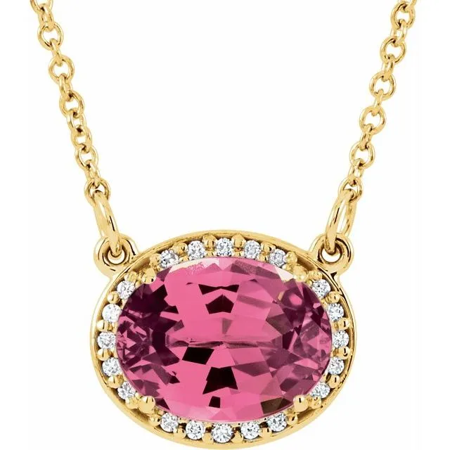 14K Yellow Pink Tourmaline and 05 CTW Diamond 165 Necklace TreasureFineJewelers Necklaces 14K Yellow Pink Tourmaline and 05 CTW Diamond 165 Necklace TreasureFineJewelers Necklaces