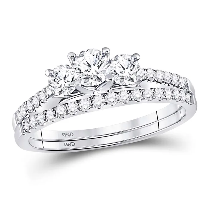 14kt white gold womens round diamond 3 stone bridal wedding engagement ring band set 100 cttw69176 North Arrow Shop Rings 14kt white gold womens round diamond 3 stone bridal wedding engagement ring band set 100 cttw69176 North Arrow Shop Rings