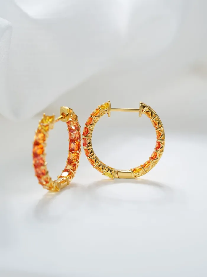 18k Gold Custom Large Hoop Cushion Cut Princess Earrings Trendolla Jewelry Earrings