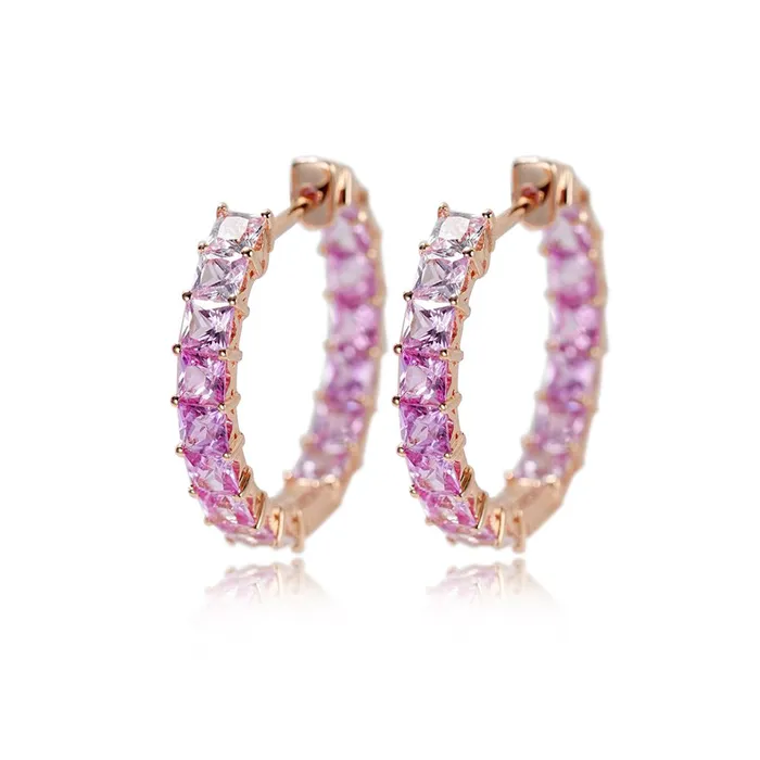 18k Gold Custom Large Hoop Cushion Cut Princess Earrings Trendolla Jewelry Earrings