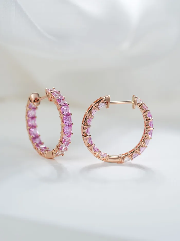 18k Gold Custom Large Hoop Cushion Cut Princess Earrings Trendolla Jewelry Earrings