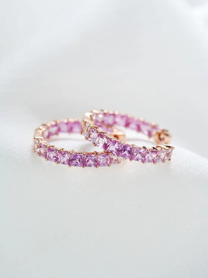 18k Gold Custom Large Hoop Cushion Cut Princess Earrings Trendolla Jewelry Earrings