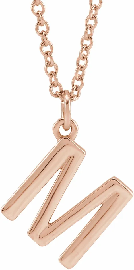 18K Rose GoldPlated Sterling Silver Initial M Dangle 16 Necklace TreasureFineJewelers Necklaces 18K Rose GoldPlated Sterling Silver Initial M Dangle 16 Necklace TreasureFineJewelers Necklaces