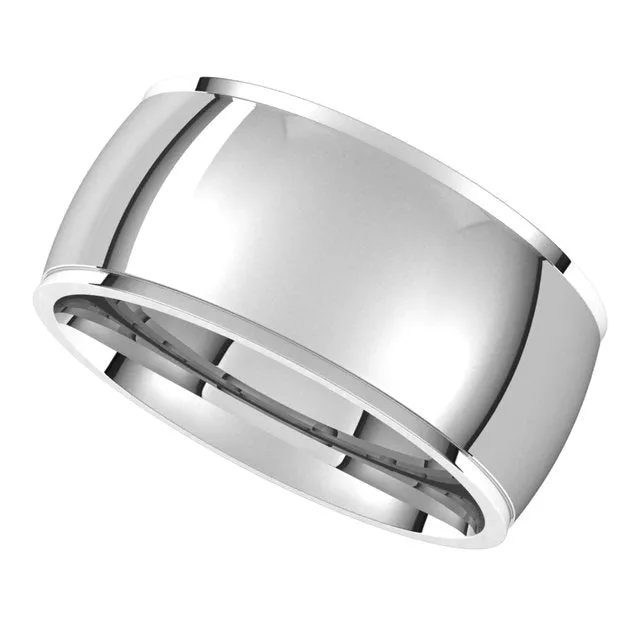 18K White Gold 9 mm Half Round Edge Comfort Fit Wedding Band TreasureFineJewelers Rings