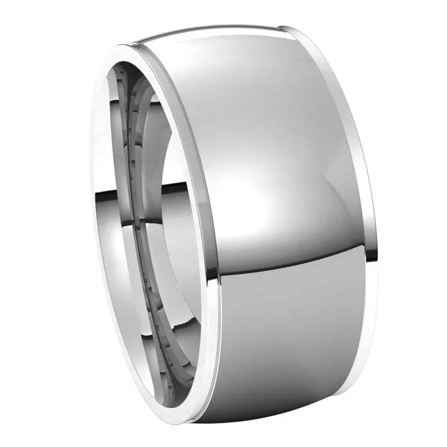 18K White Gold 9 mm Half Round Edge Comfort Fit Wedding Band TreasureFineJewelers Rings