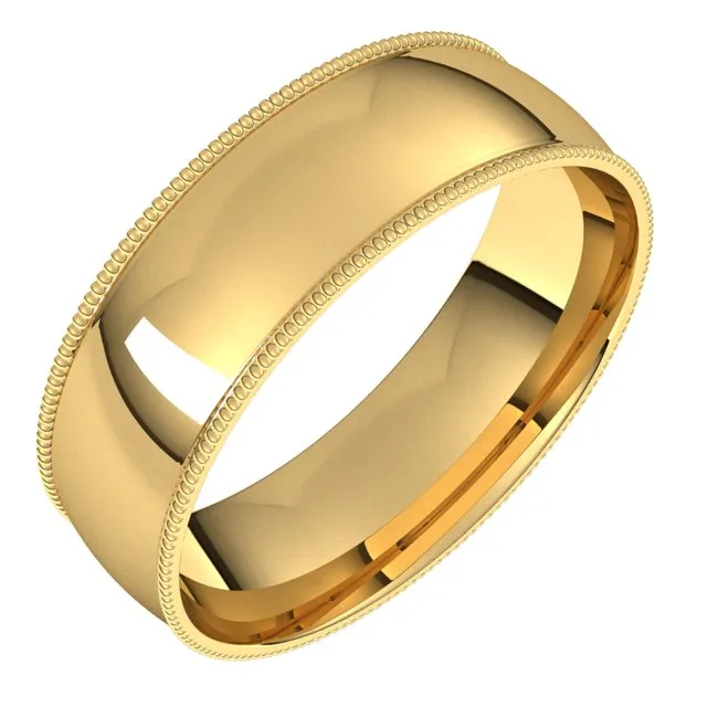 18K Yellow Gold 6 mm Milgrain Half Round Comfort Fit Light Wedding Band TreasureFineJewelers Rings 18K Yellow Gold 6 mm Milgrain Half Round Comfort Fit Light Wedding Band TreasureFineJewelers Rings