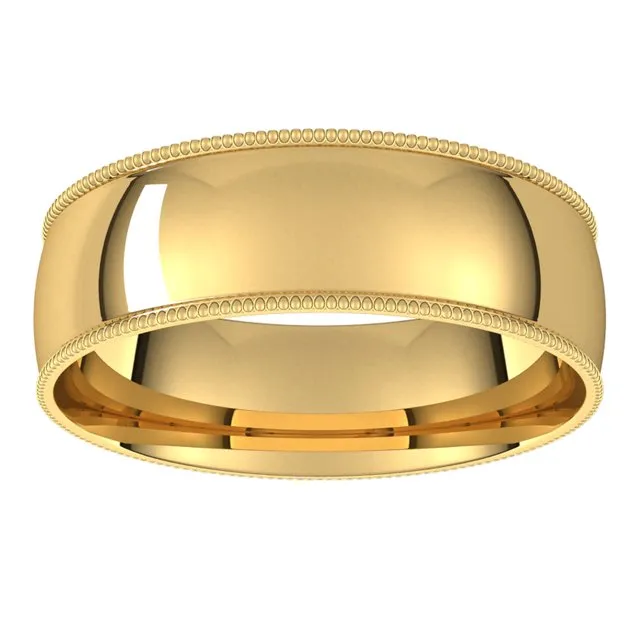 18K Yellow Gold 6 mm Milgrain Half Round Comfort Fit Light Wedding Band TreasureFineJewelers Rings
