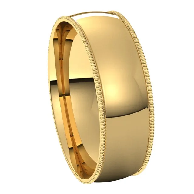 18K Yellow Gold 6 mm Milgrain Half Round Comfort Fit Light Wedding Band TreasureFineJewelers Rings