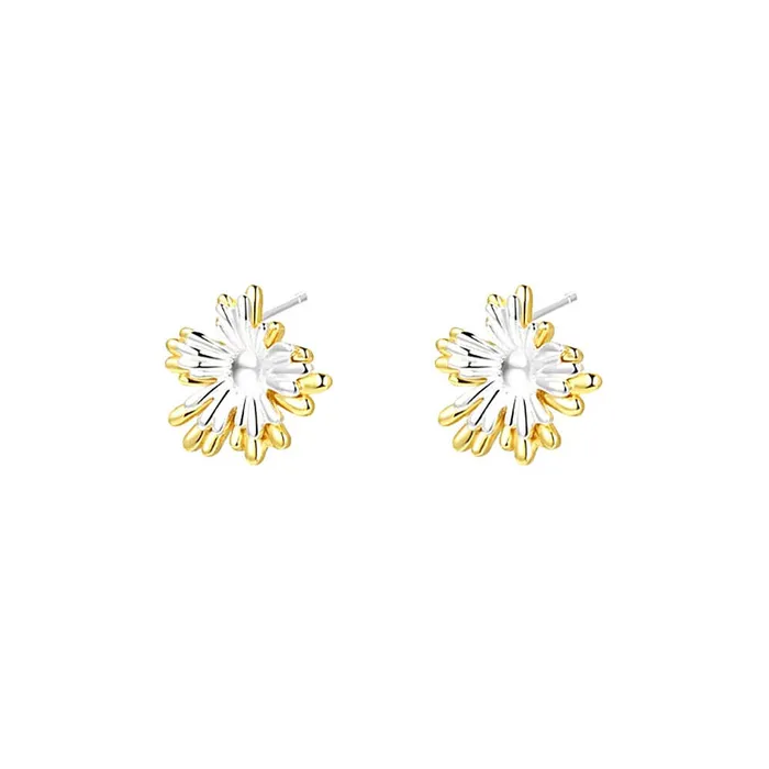 925 Silver Contrast Color Irregular Metal Flower Earrings Trendolla Jewelry Earrings 925 Silver Contrast Color Irregular Metal Flower Earrings Trendolla Jewelry Earrings