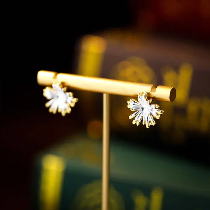 925 Silver Contrast Color Irregular Metal Flower Earrings Trendolla Jewelry Earrings