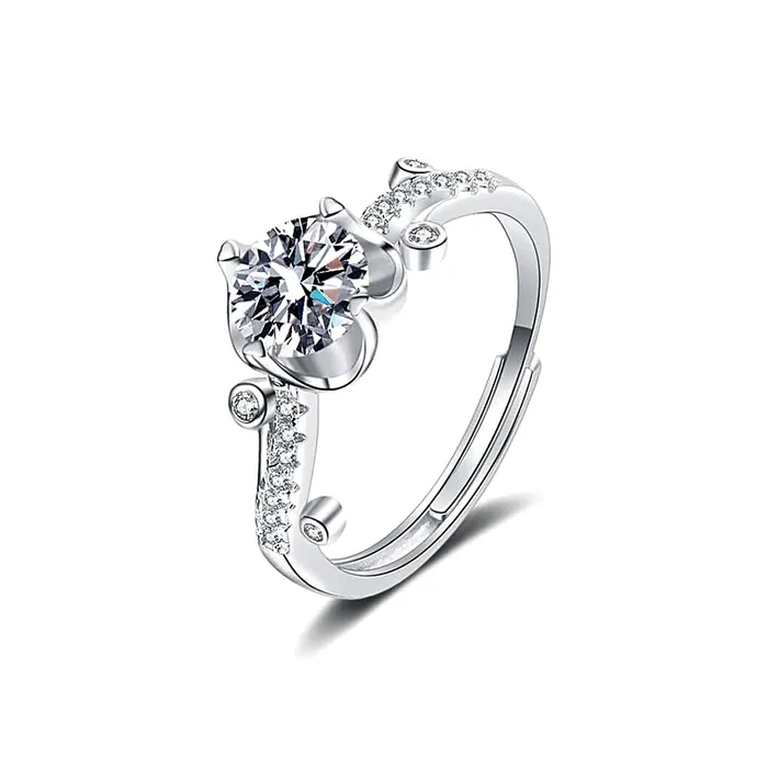 925 Silver Flower Vine Moissanite Ring Trendolla Jewelry Rings