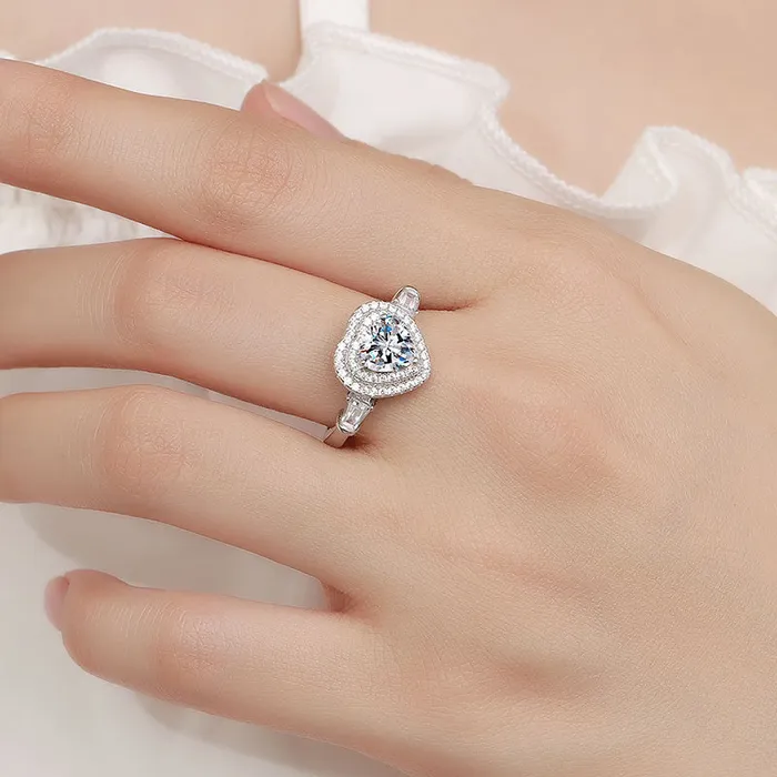 925 Silver Heart Luxury Moissanite Ring Trendolla Jewelry Rings