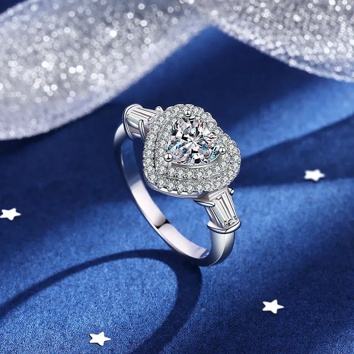 925 Silver Heart Luxury Moissanite Ring Trendolla Jewelry Rings