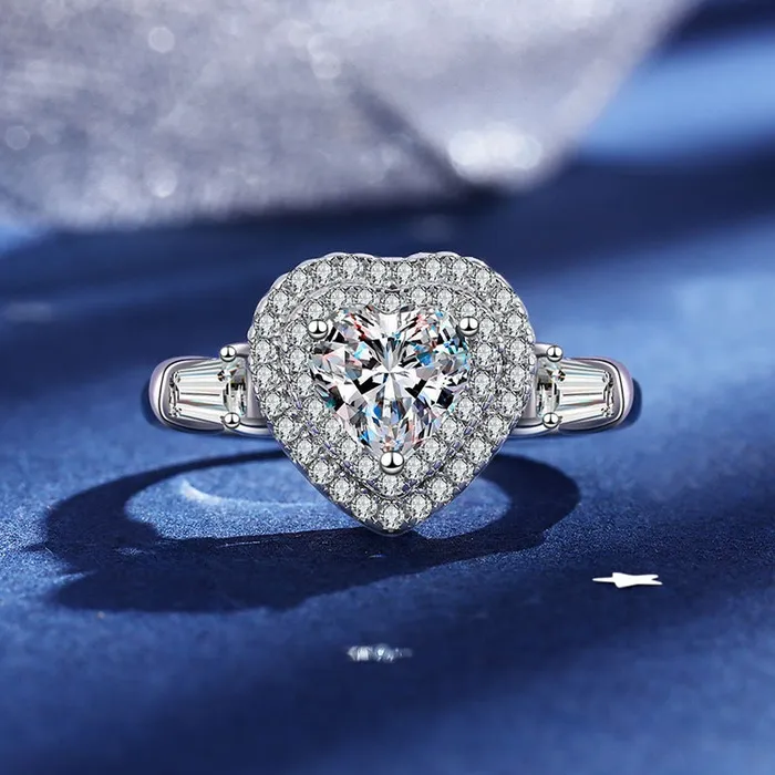 925 Silver Heart Luxury Moissanite Ring Trendolla Jewelry Rings