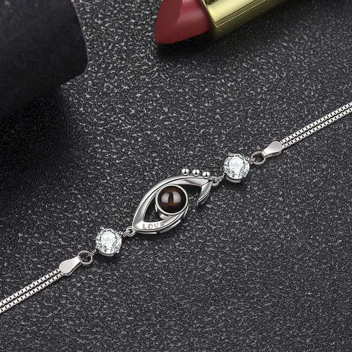 925 Sterling Silver LOVE Eye with Diamonds Felicity Bracelet with Picture Inside Trendolla Jewelry Bracelets