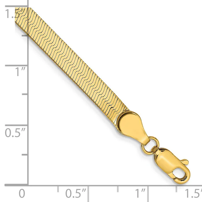 Bracelets 14K 7 inch 4mm Silky Herringbone with Lobster Clasp Bracelet TreasureFineJewelers