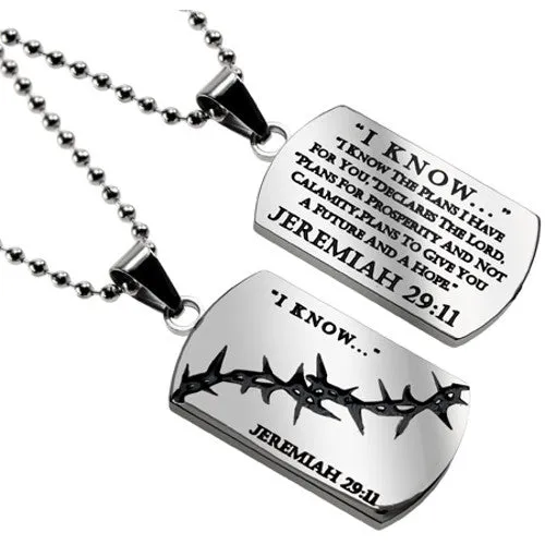 Bracelets Jeremiah 2911 I KNOW Christian Dog Tag with Crown of Thorns Stainless Steel Ball Chain North Arrow Shop Bracelets Jeremiah 2911 I KNOW Christian Dog Tag with Crown of Thorns Stainless Steel Ball Chain North Arrow Shop