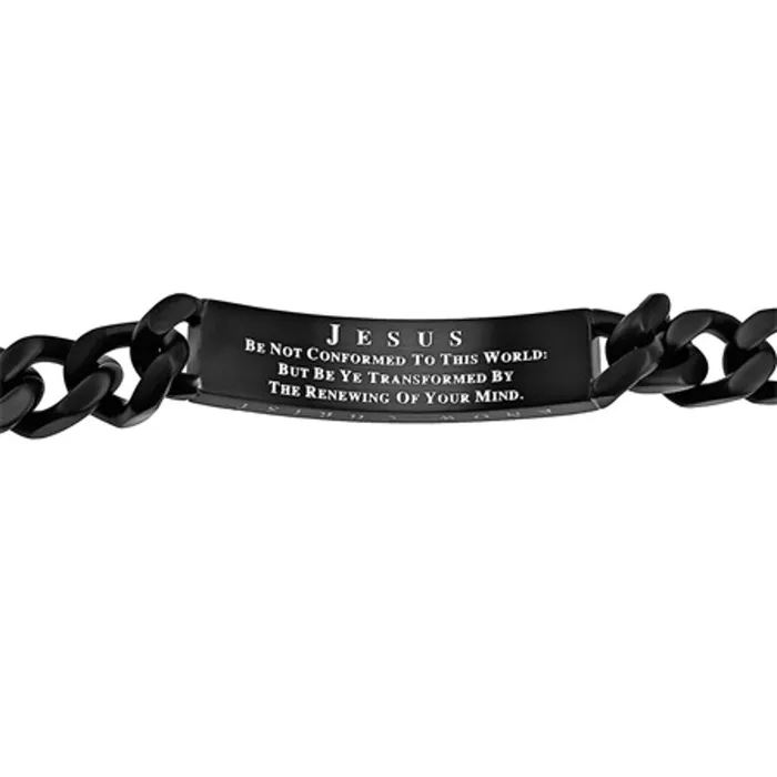 Bracelets Romans 122 Bracelet with Black Cross TRANSFORMED Bible Verse Stainless Steel Curb North Arrow Shop Bracelets Romans 122 Bracelet with Black Cross TRANSFORMED Bible Verse Stainless Steel Curb North Arrow Shop