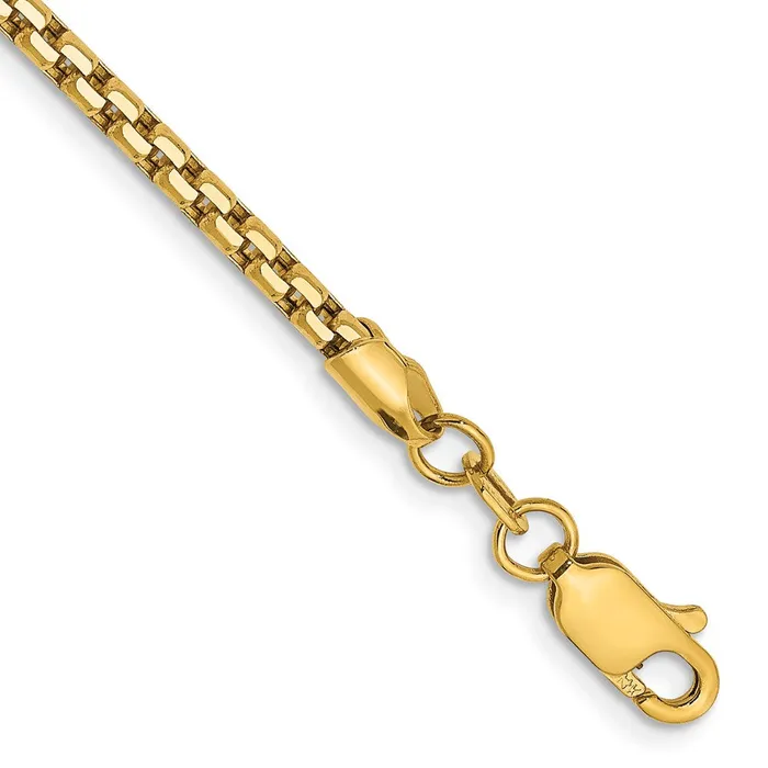 Bracelets TreasureFineJewelers 14K 7 inch 245mm SemiSolid Round Box with Lobster Clasp Bracelet Bracelets TreasureFineJewelers 14K 7 inch 245mm SemiSolid Round Box with Lobster Clasp Bracelet