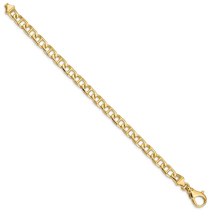Bracelets TreasureFineJewelers 14K 7 inch 65mm Hand Polished Fancy Link with Fancy Lobster Clasp Bracelet