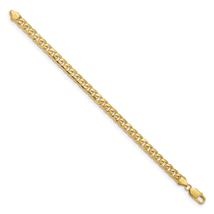 Bracelets TreasureFineJewelers 14K 8 inch 625mm Solid Miami Cuban Link with Lobster Clasp Bracelet