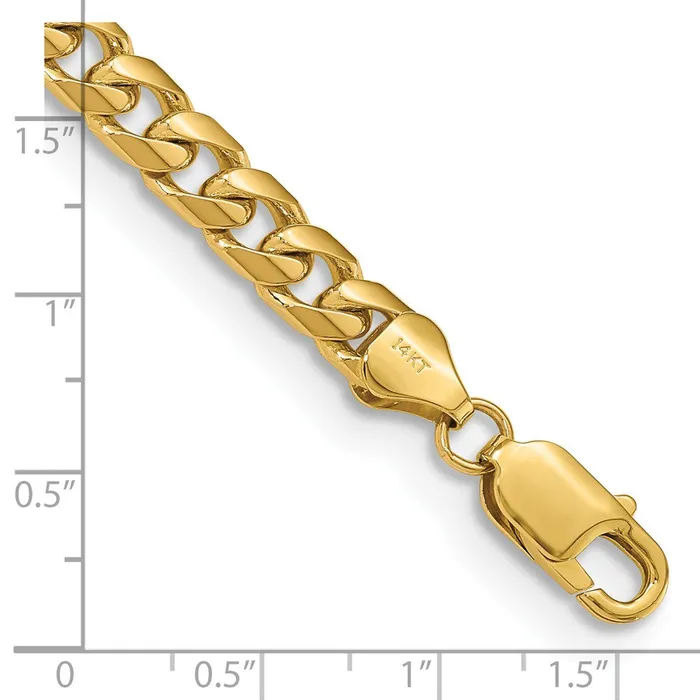 Bracelets TreasureFineJewelers 14K 8 inch 625mm Solid Miami Cuban Link with Lobster Clasp Bracelet