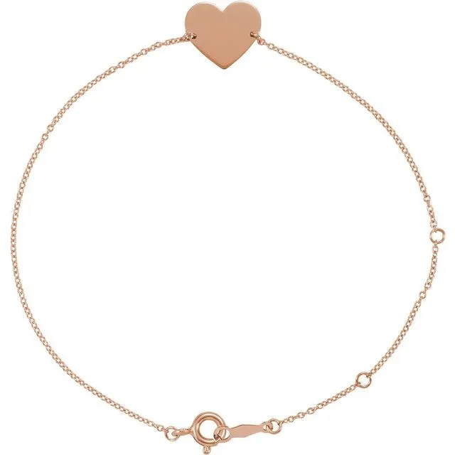 Bracelets TreasureFineJewelers 14K Rose 78 Heart Shaped Bracelet