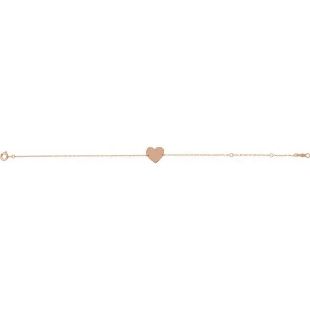 Bracelets TreasureFineJewelers 14K Rose 78 Heart Shaped Bracelet
