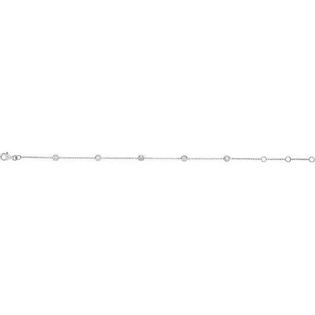 Bracelets TreasureFineJewelers 14K White 14 CTW Diamond BezelSet 5Station Bracelet