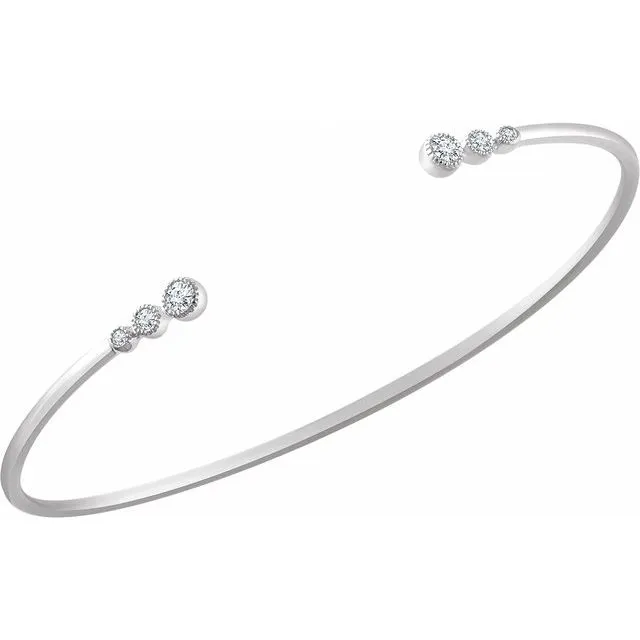 Bracelets TreasureFineJewelers 14K White 14 CTW Graduated Diamond Bangle 7 Bracelet
