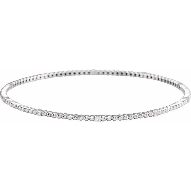 Bracelets TreasureFineJewelers 14K White Gold 13 CTW Natural Diamond Beaded Bangle 7 34 Bracelet