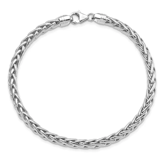 Bracelets TreasureFineJewelers 14k White Gold Polished 825in Wheat Chain Bracelet