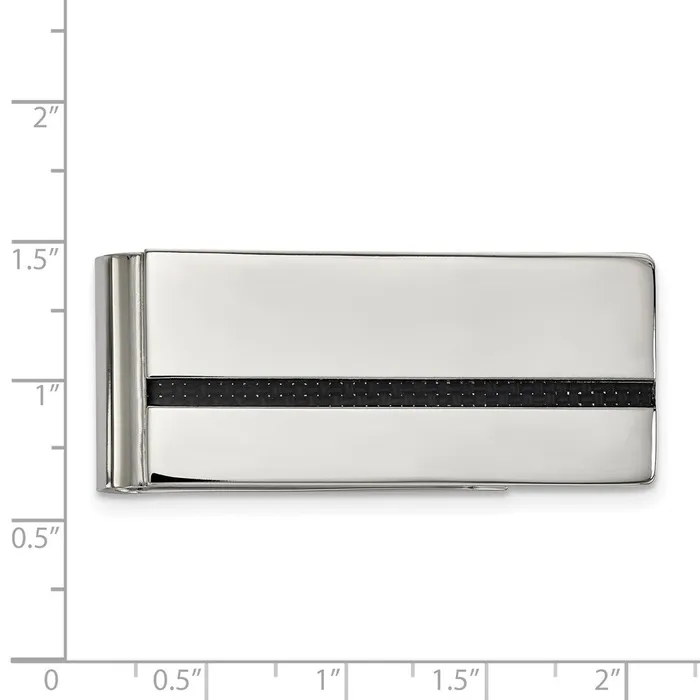 Bracelets TreasureFineJewelers Chisel Stainless Steel Polished Black Carbon Fiber Inlay Money Clip