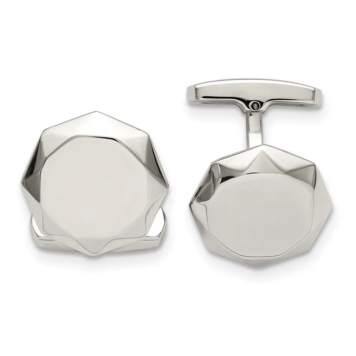 Bracelets TreasureFineJewelers Chisel Stainless Steel Polished Geometric Cuff Links Bracelets TreasureFineJewelers Chisel Stainless Steel Polished Geometric Cuff Links