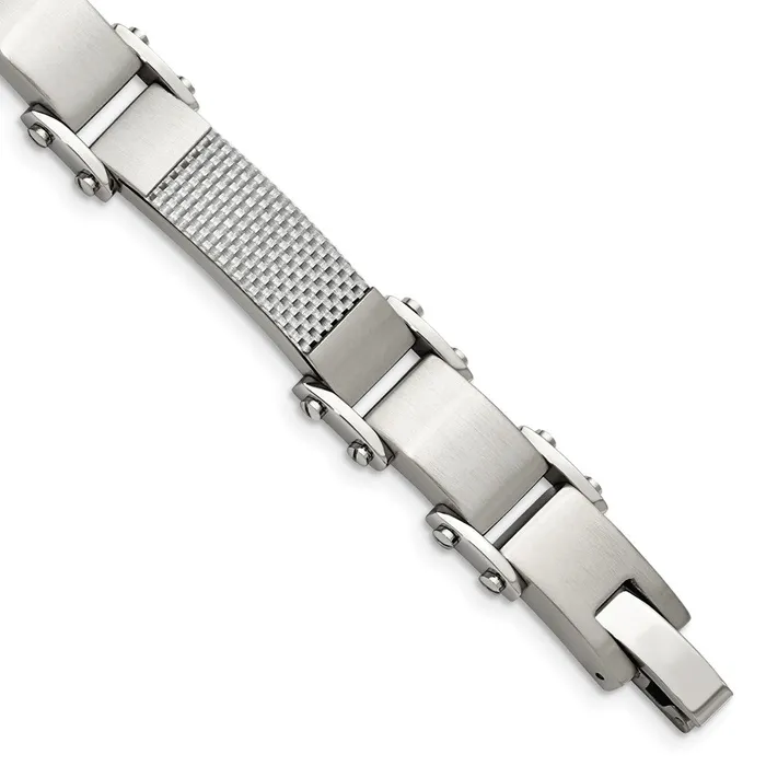 Bracelets TreasureFineJewelers Chisel Stainless Steel Polished with Solid Grey Carbon Fiber 9 inch Link Bracelet Bracelets TreasureFineJewelers Chisel Stainless Steel Polished with Solid Grey Carbon Fiber 9 inch Link Bracelet