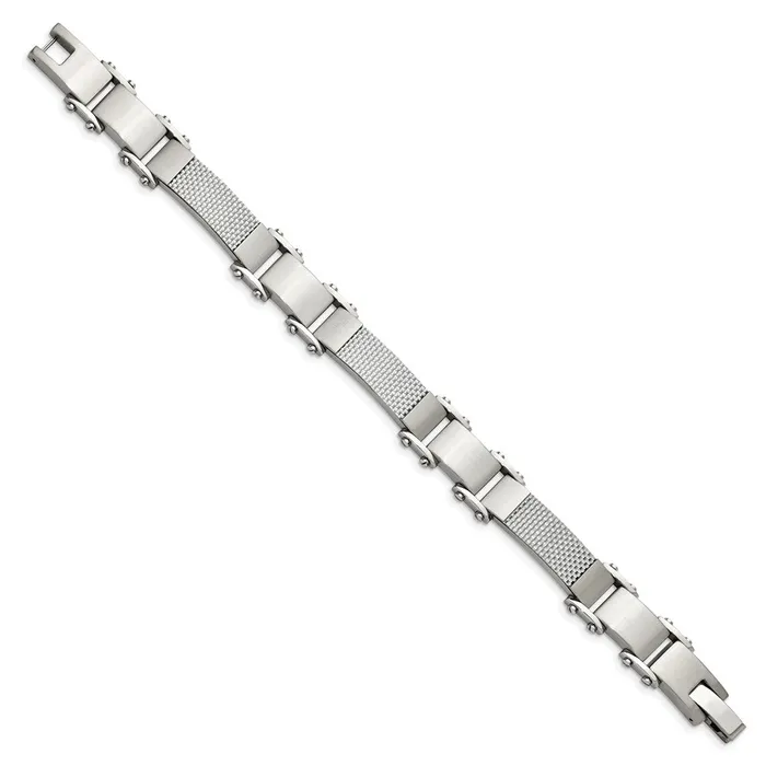 Bracelets TreasureFineJewelers Chisel Stainless Steel Polished with Solid Grey Carbon Fiber 9 inch Link Bracelet
