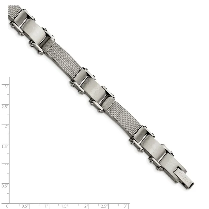 Bracelets TreasureFineJewelers Chisel Stainless Steel Polished with Solid Grey Carbon Fiber 9 inch Link Bracelet