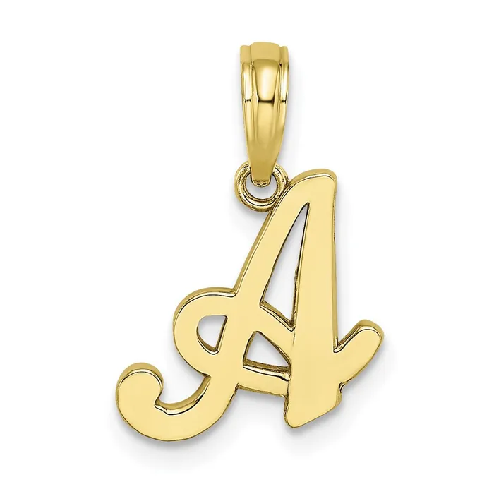 Charm Necklaces 10k Yellow Gold Polished A Script Initial Charm TreasureFineJewelers Charm Necklaces 10k Yellow Gold Polished A Script Initial Charm TreasureFineJewelers