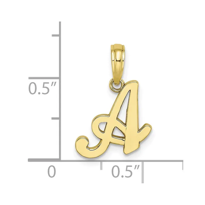 Charm Necklaces 10k Yellow Gold Polished A Script Initial Charm TreasureFineJewelers