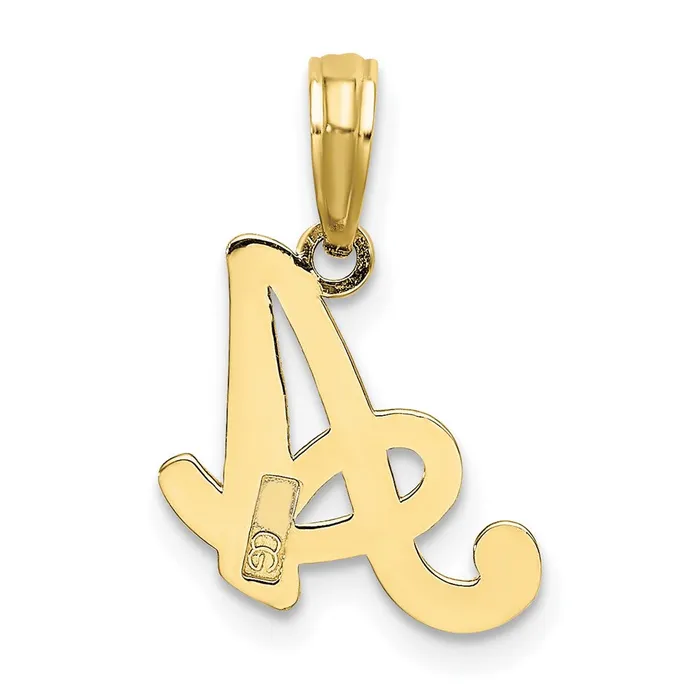 Charm Necklaces 10k Yellow Gold Polished A Script Initial Charm TreasureFineJewelers