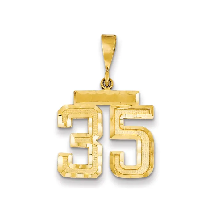 Charm Necklaces 14k Medium Diamondcut Number 35 Charm TreasureFineJewelers Charm Necklaces 14k Medium Diamondcut Number 35 Charm TreasureFineJewelers
