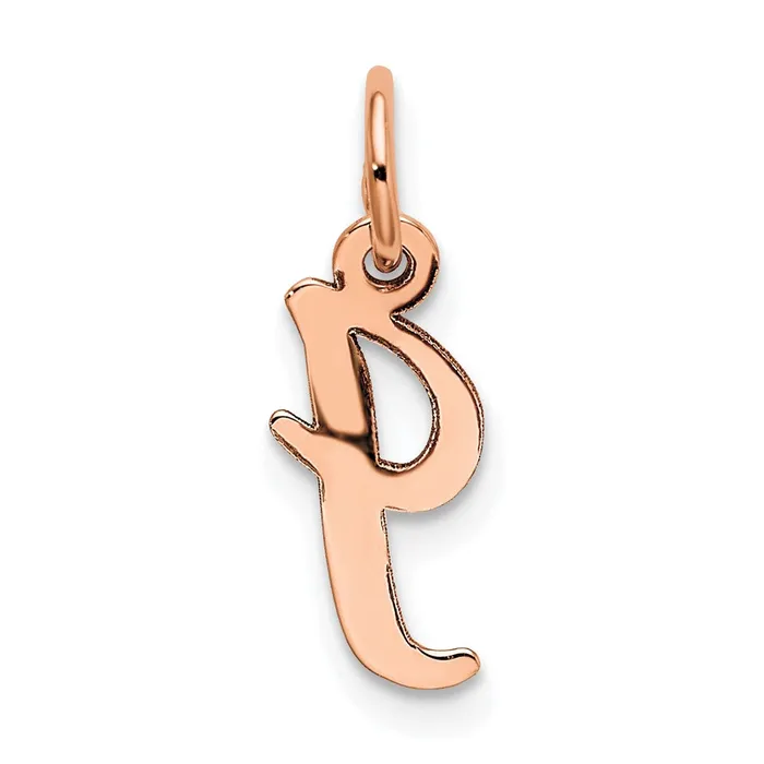 Charm Necklaces 14k Rose Gold Small Script Letter I Initial Charm TreasureFineJewelers
