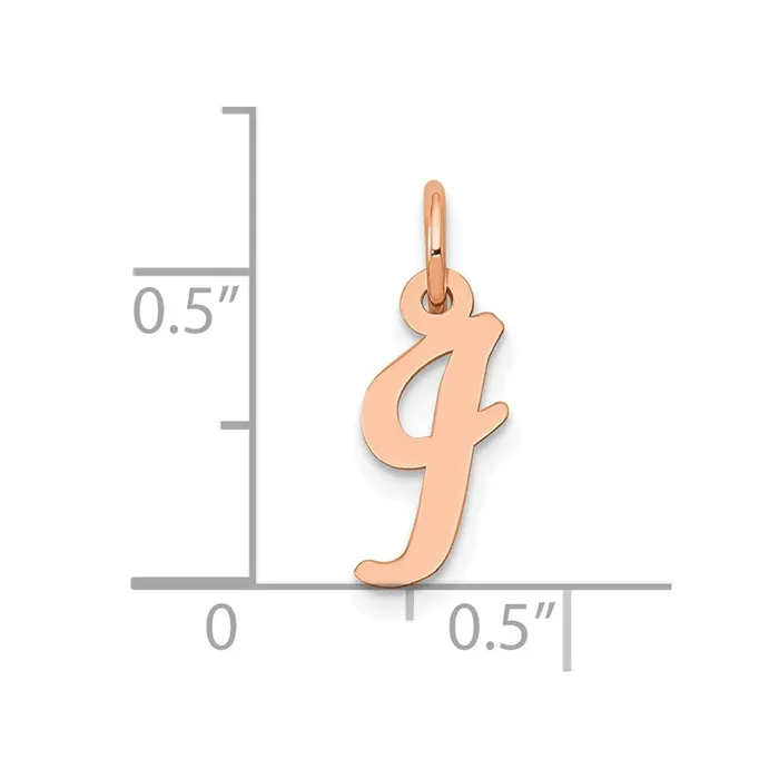 Charm Necklaces 14k Rose Gold Small Script Letter I Initial Charm TreasureFineJewelers