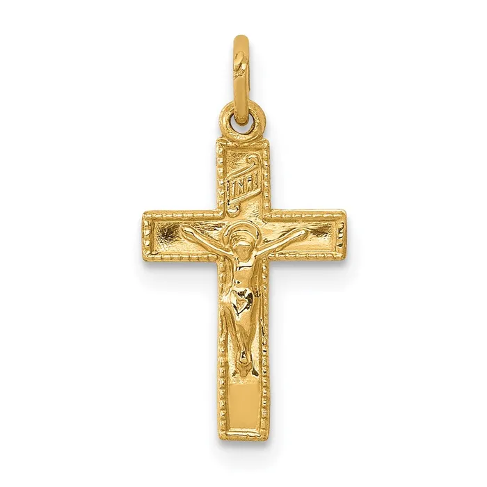 Charm Necklaces 14k Yellow Gold INRI Crucifix Charm TreasureFineJewelers