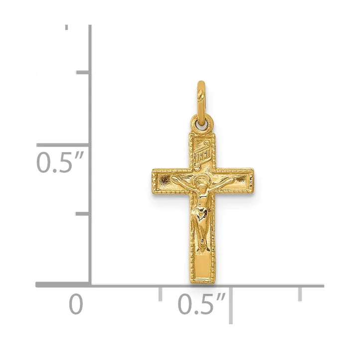Charm Necklaces 14k Yellow Gold INRI Crucifix Charm TreasureFineJewelers