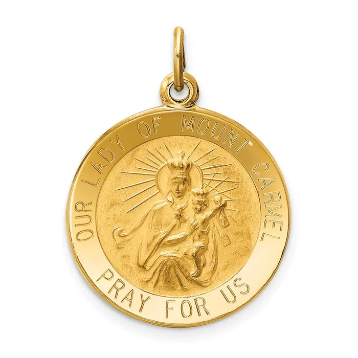 Charm Necklaces 14k Yellow Gold Our Lady of Mt Carmel Medal Charm TreasureFineJewelers Charm Necklaces 14k Yellow Gold Our Lady of Mt Carmel Medal Charm TreasureFineJewelers